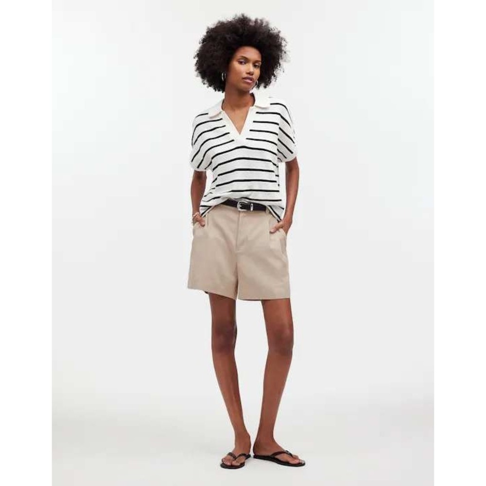 Madewell Harlow Short in Drapey Twill Tan Khaki Pleated High Rise Size 0